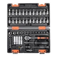 Набор инструментов, 1/4", CrV, пластиковый кейс 57 предметов Вихрь