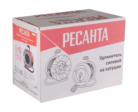 Удлинитель силовой на катушке Ресанта СУ-2х1-50/2 (с выкл., 4 розетки)