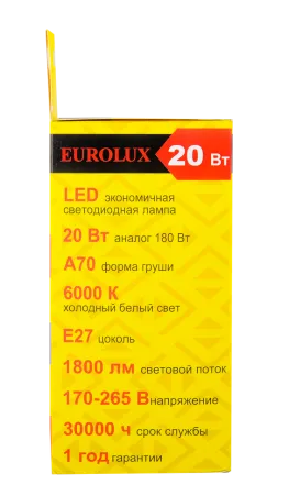 Лампа светодиодная Eurolux LL-E-A70-20W-230-6K-E27