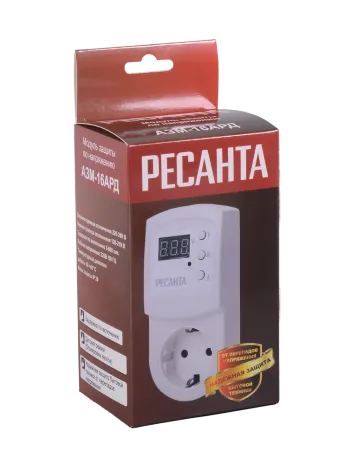 Блок защиты по напряжению "Ресанта" АЗМ 16AРД регулируемый (с дисплеем, в розетку)