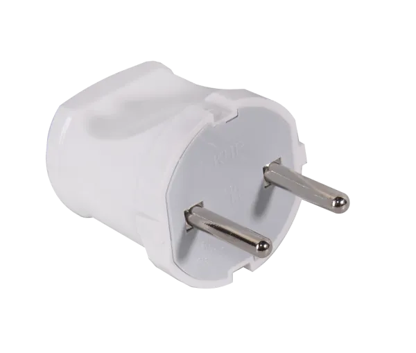 Вилка прямая б/з, белая 6А 250В Вихрь