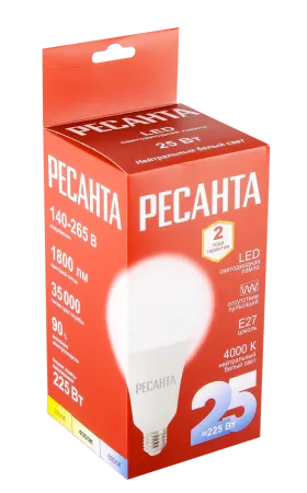 Лампа светодиодная Ресанта LL-R-A95-25W-230-4K-E27