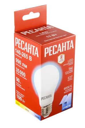 Лампа светодиодная Ресанта LL-R-A60-11W-230-6K-E27