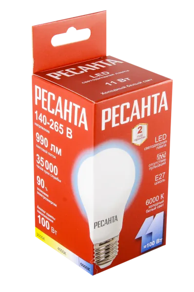 Лампа светодиодная Ресанта LL-R-A60-11W-230-6K-E27