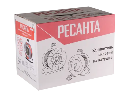 Удлинитель силовой на катушке Ресанта СУ-3х1,5-30/2 (с выкл., 4 розетки)