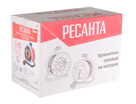Удлинитель силовой на катушке Ресанта СУ-2х1-30/2ВР (с выкл., 1 розетка, IP44)
