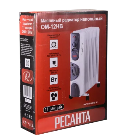 Масляный радиатор РЕСАНТА ОМ-12НВ с вентилятором