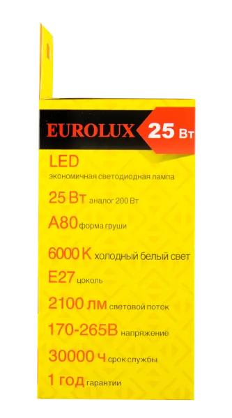 Лампа светодиодная Eurolux LL-E-A80-25W-230-6K-E27