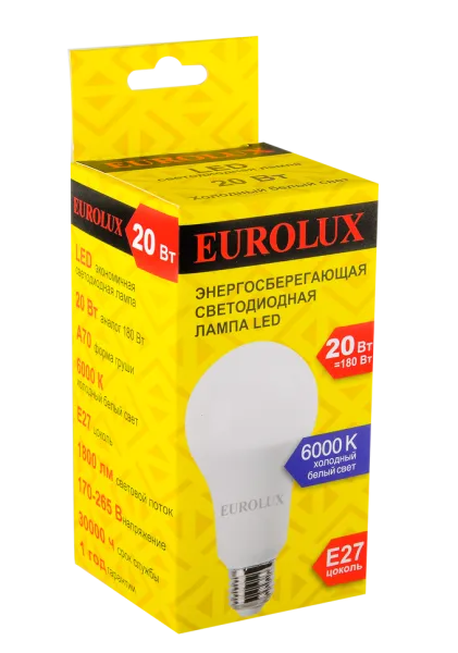 Лампа светодиодная Eurolux LL-E-A70-20W-230-6K-E27