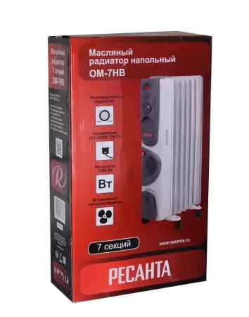 Масляный радиатор РЕСАНТА ОМ-7НВ с вентилятором