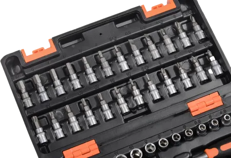 Набор инструментов, 1/4", CrV, пластиковый кейс 57 предметов Вихрь