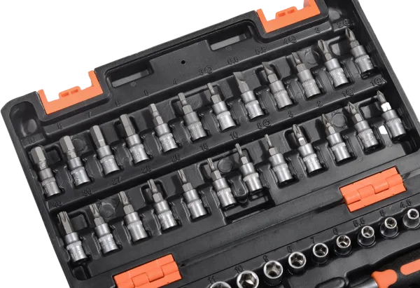 Набор инструментов, 1/4", CrV, пластиковый кейс 57 предметов Вихрь