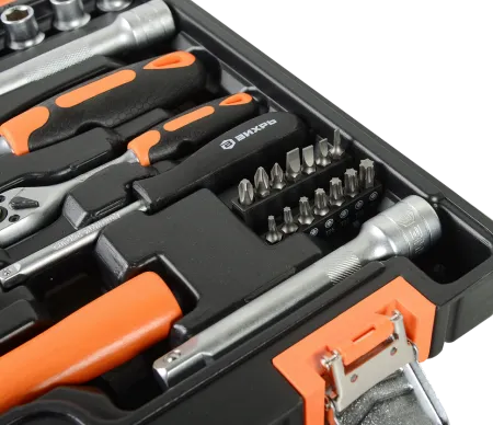 Набор инструментов, 1/2", 1/4", CrV, пластиковый кейс 76 предмета Вихрь