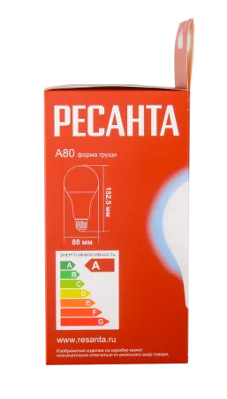 Лампа светодиодная Ресанта LL-R-A80-20W-230-6K-E27